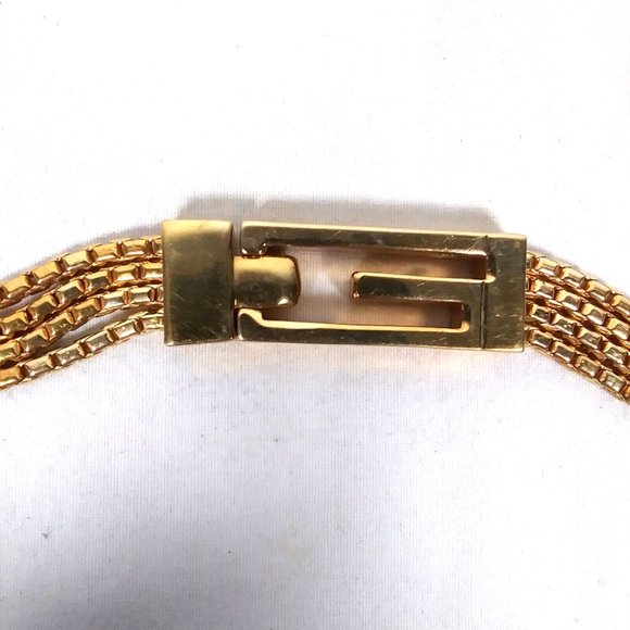 4-Strand Box Chain Necklace Gold Tone 14 Inches Buckle Clasp - Picture 2 of 3
